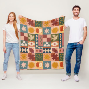 Bohemische Himmelskörper mit mystischen Symbolen Fleecedecke