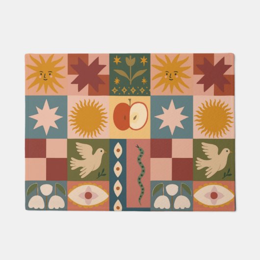 Bohemische Himmelskörper mit mystischen Symbolen Fußmatte (Vorderseite)