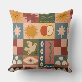 Bohemische Himmelskörper mit mystischen Symbolen Kissen