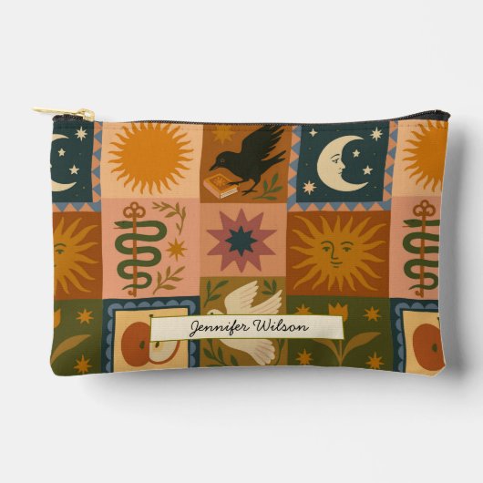 Bohemische Himmelskörper mit mystischen Symbolen Zubehörtasche (Vorderseite)