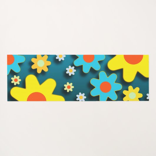Bohemische Hippie-Gelbe Blumen Yogamatte (Rückseite (Horizontal))