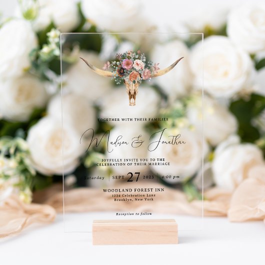 Bohemische Hochzeit des Blumenbulles Acryleinladungen