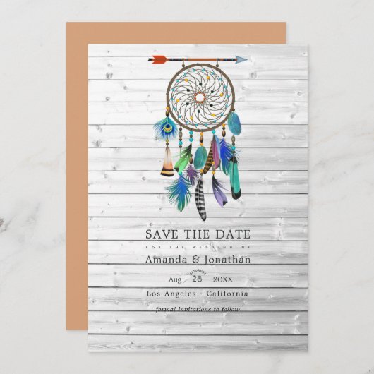 Bohemische Hochzeit des Ureinwohners American Drea Save The Date (Vorne/Hinten)