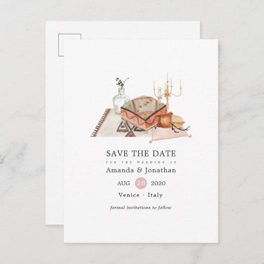 Bohemische Hochzeit im Herbst speichern das Datum Ankündigungspostkarte (Vorne/Hinten)