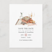 Bohemische Hochzeit im Herbst speichern das Datum Ankündigungspostkarte (Vorderseite)