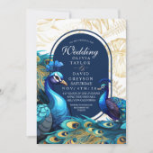 Bohemische Hochzeit im Peacocks Garden Einladung (Vorderseite)