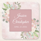 Bohemische Hochzeit in Rustikal Pink Rechteckiger Pappuntersetzer (Vorderseite)