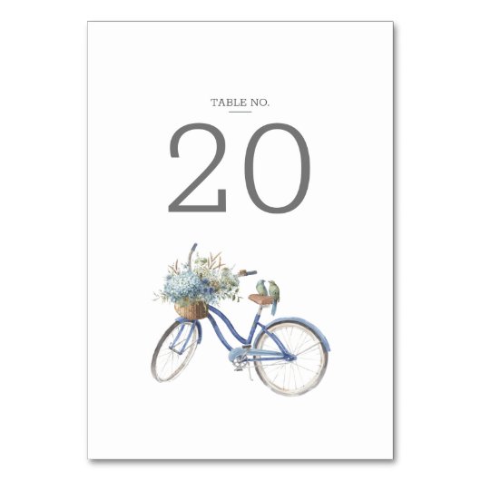 Bohemische Hochzeit mit blauer Flora Tischnummer (Vorderseite)