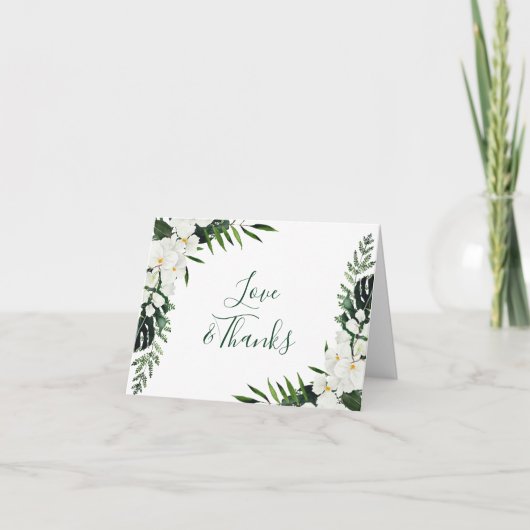 Bohemische Hochzeit mit Blumen und Orchideen Dankeskarte (Vorderseite)