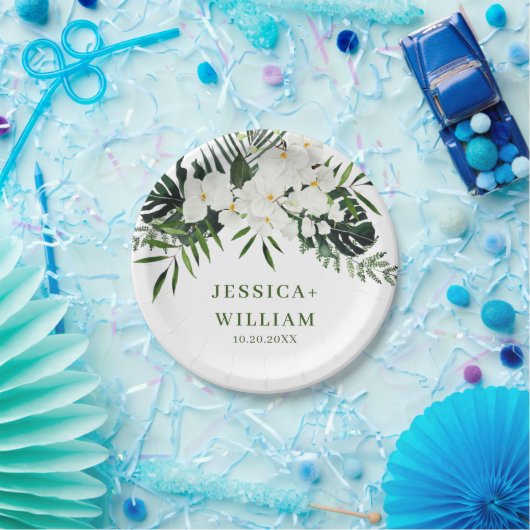 Bohemische Hochzeit mit Blumen und Orchideen Pappteller (Party)