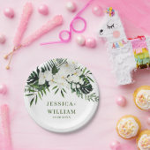 Bohemische Hochzeit mit Blumen und Orchideen Pappteller (Party)