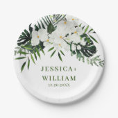 Bohemische Hochzeit mit Blumen und Orchideen Pappteller (Vorderseite)