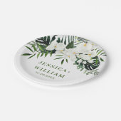 Bohemische Hochzeit mit Blumen und Orchideen Pappteller (Schrägansicht)