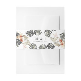 Bohemische Hochzeit mit tropischen Pflanzen und Pa Einladungsbanderole