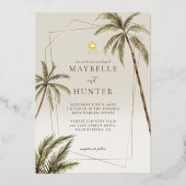 Bohemische Hochzeit mit tropischen Wasserfarbenpal Folieneinladung (Vorderseite)