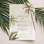 Bohemische Hochzeit mit tropischen Wasserfarbenpal Folieneinladung<br><div class="desc">Laden Sie Ihre Gäste zu Ihrer schönen Hochzeit am Strand mit unserem boho tropischen Strand Hochzeit Gold Folie Einladung Design. Das Design umfasst unsere handbemalten Aquarellpalmen. Maßgeschneidertes Palmenmonogramm in Goldfolie. Unsere boho tropische Hochzeit ist perfekt für ein Strandthema oder Hochzeit in Urlaubsort. Die Rückseite weist ein Monogramm aus Palmen auf....</div>