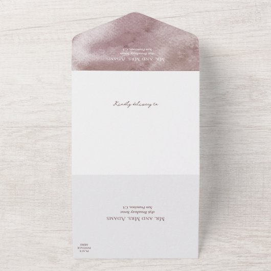 Bohemische Hochzeit mit Wasserfarbe All In One Einladung (Außenbereich)