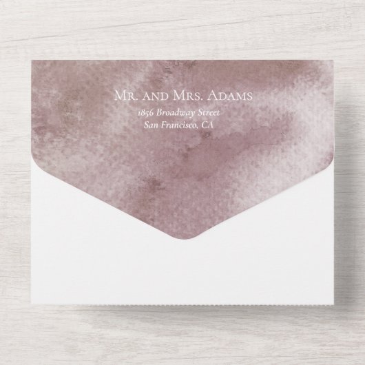 Bohemische Hochzeit mit Wasserfarbe All In One Einladung (Rückseite)