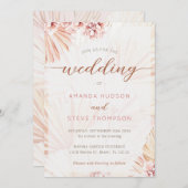 Bohemische Hochzeit Pampas Grass Boho Themed Flora Einladung (Vorne/Hinten)