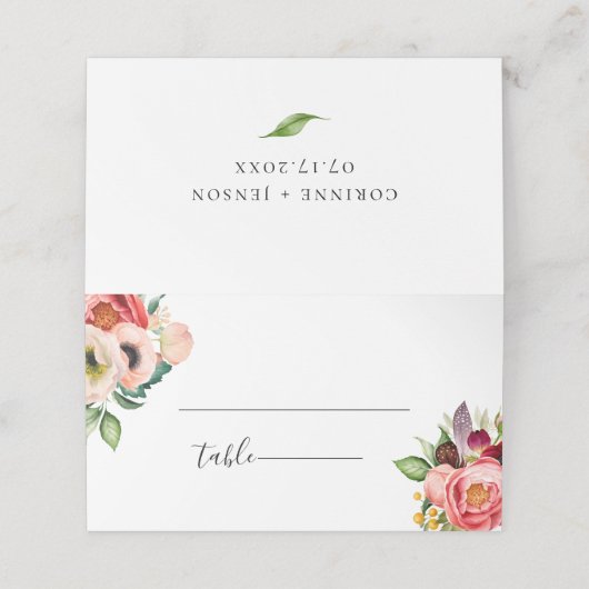 Bohemische Hochzeit Platzkarte (Außenseite Aufgefaltet)