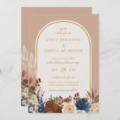 Bohemische Hochzeit von Aquarellblumen Einladung (Vorne/Hinten)