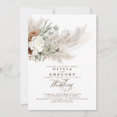 Bohemische Hochzeit von Blume und Pampas Grass Einladung (Vorderseite)