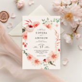 Bohemische Hochzeit von Rosen und Peonies Einladung