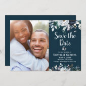 Bohemische Hochzeit von weißer Blüte der Marine re Save The Date (Vorne/Hinten)