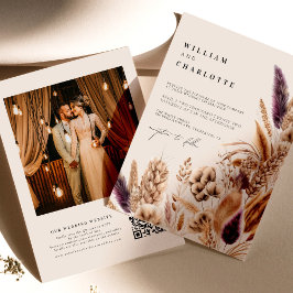 Bohemische Hochzeiten in Beige und Mauve, tropisch Einladung