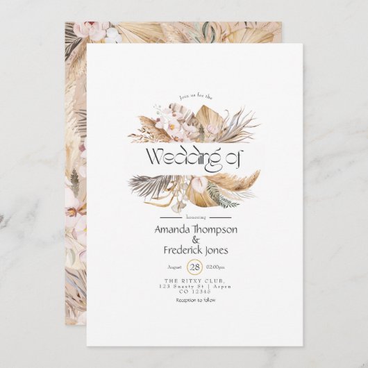 Bohemische Hochzeitsfeier Einladung (Vorne/Hinten)