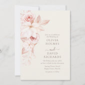 Bohemische Hochzeitsfeier in Beige und Rosa Einladung (Vorderseite)