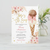Bohemische Ice Cream Baby Dusche Einladung (Stehend Vorderseite)