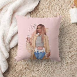 Bohemische Imitate Glitzer Girl Tan Haar Braun Ros Kissen