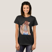 Bohemische Imitate Glitzer Girl Tan Haar Braun Ros T-Shirt (Vorne ganz)