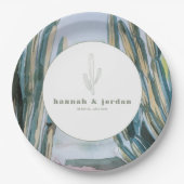 Bohemische Kaktus Grüne Wüstenhochzeit Pappteller (Vorderseite)