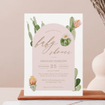 Bohemische Kaktus Wüste Pink Kinderdusche Einladun