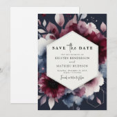 Bohemische Kalligraphie Burgundy Save The Date (Vorne/Hinten)