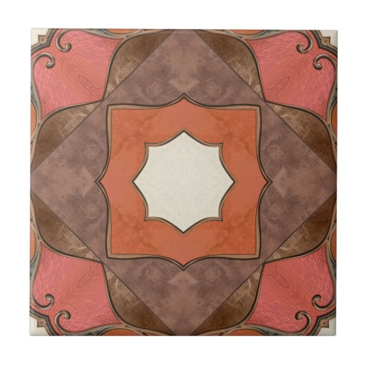 Bohemische Keramik Abstrakter Geometrie Fliese (Vorderseite)