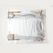 Bohemische Kerzen Hochzeitstorte Foto Stand Wandteppich (Vorderseite (Horizontal))