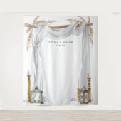 Bohemische Kerzen Hochzeitstorte Foto Stand Wandteppich (Vorderseite)