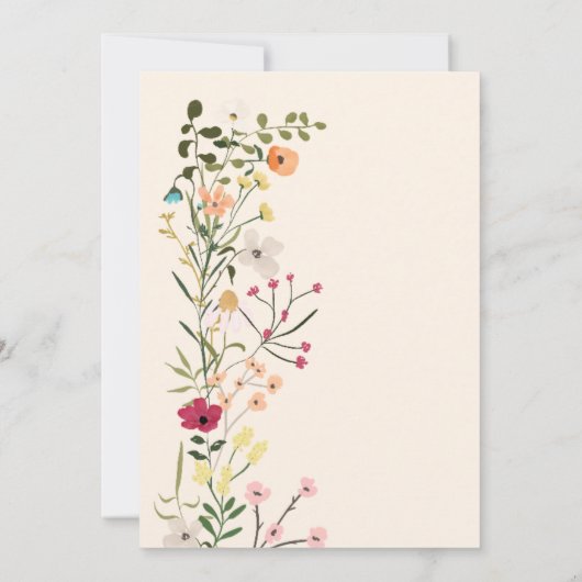 Bohemische kleine Wildblume Federbaby Dusche Einladung (Rückseite)