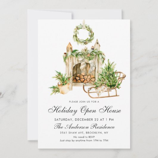 Bohemische Komposition CHRISTMAS HOLIDAY OPEN HOUS Einladung (Vorderseite)