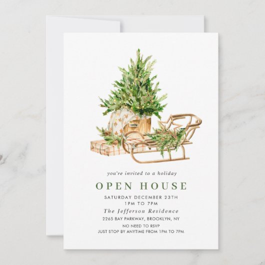 Bohemische Komposition CHRISTMAS HOLIDAY OPEN HOUS Einladung (Vorderseite)