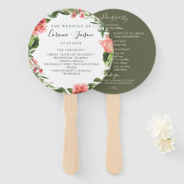 Bohemische Korallenblumenhochzeitprogramme Handfan Fächer