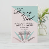 BOHEMISCHE Leaf Tribal Baby Gender Reveal Einladung (Stehend Vorderseite)