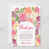 Bohemische, leuchtend blumengeschichte Hochzeit Dankeskarte (Vorderseite)