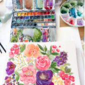 Bohemische, leuchtend blumengeschichte Hochzeit Einladung