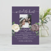 Bohemische Lila Hochzeitsempfehlung Einladung (Stehend Vorderseite)
