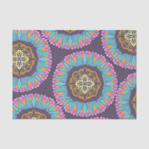 Bohemische Lila rosa gelbe Spitzen-Mandalas Seidenpapier