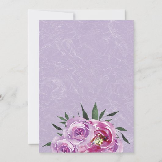 Bohemische lila rustikale Bauern Probe Abendessen Einladung (Rückseite)